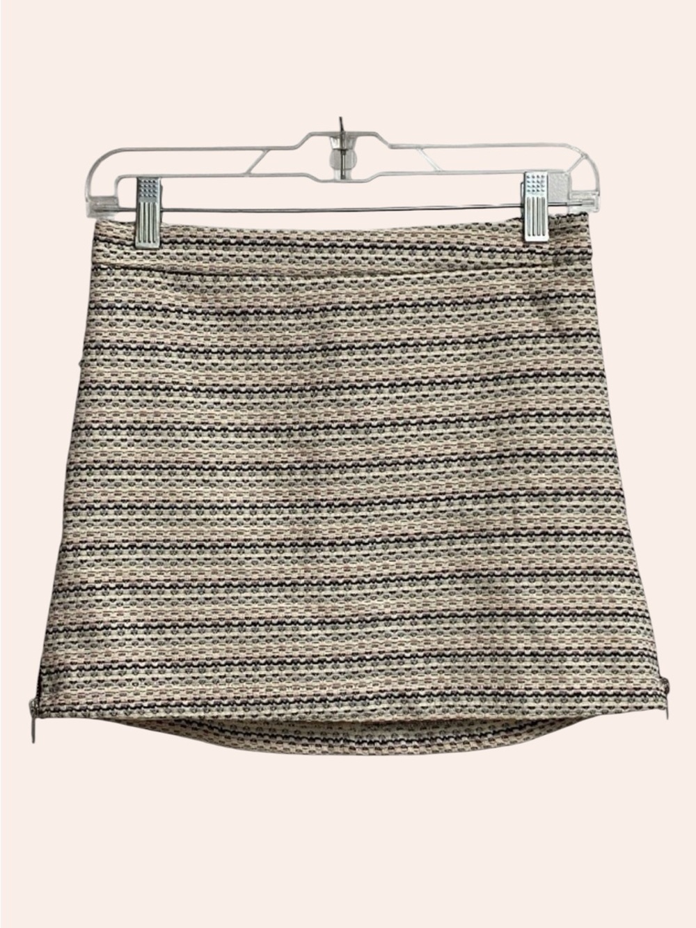NWT Topshop Side Zippers Textured Mini Skirt Size 4 Striped Earthy Academia Twee